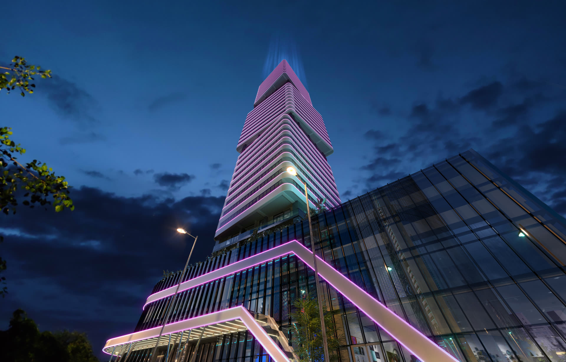 CUBE — night facade detail